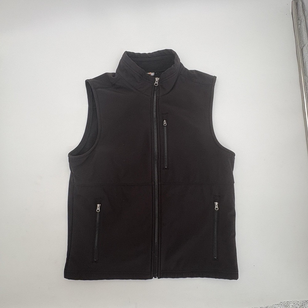 Softshell Vest Mens Small Black‎ Zip Pockets Stand Collar Lightweight Lined
